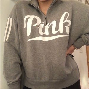 ✨PINK/VS Grey quarter zip sweatshirt